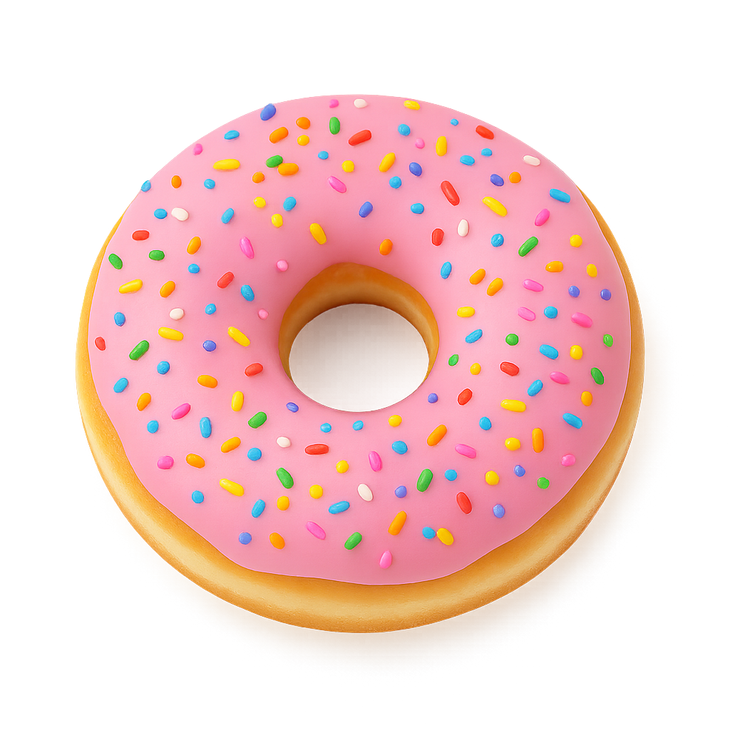 Dona Glaseada de Fresa con Chispas
